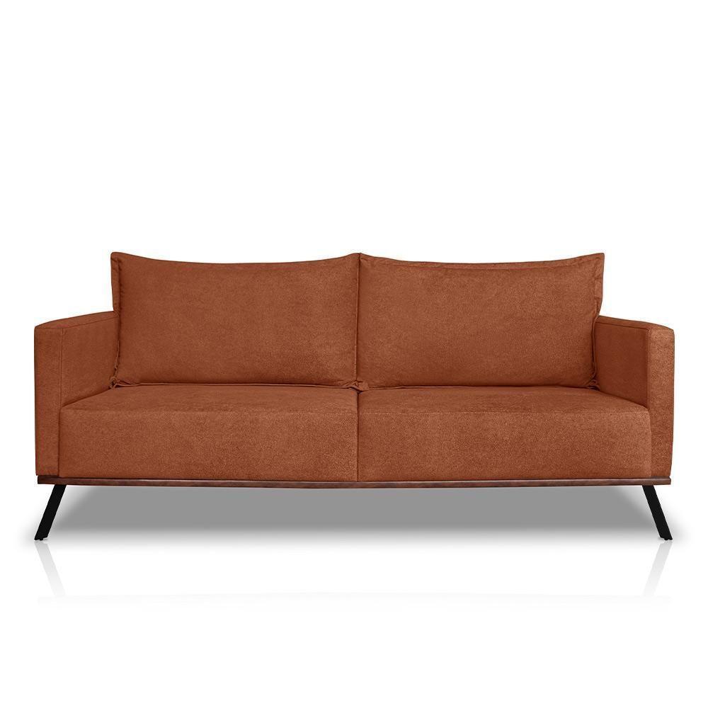 Sofá Living 3 Lugares Com Pés De Ferro Almofadas Soltas 220cm Saiph Bouclê Terracota - 6