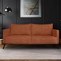 Sofá Living 3 Lugares Com Pés De Ferro Almofadas Soltas 220cm Saiph Bouclê Terracota - 1