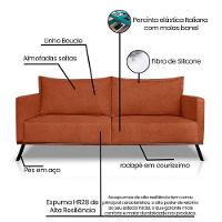 Sofá Living 3 Lugares Com Pés De Ferro Almofadas Soltas 220cm Saiph Bouclê Terracota - 5