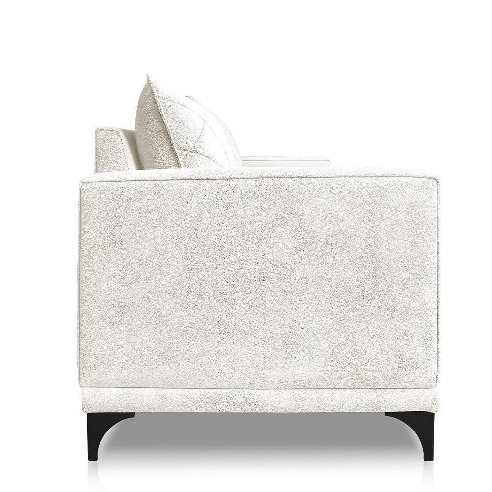 Sofá Living 2 Lugares Com Pés De Ferro Almofadas Soltas 160cm Neso Bouclê Off White - 4