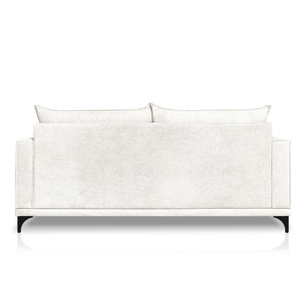 Sofá Living 2 Lugares Com Pés De Ferro Almofadas Soltas 160cm Neso Bouclê Off White - 6