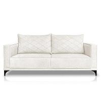 Sofá Living 2 Lugares Com Pés De Ferro Almofadas Soltas 160cm Neso Bouclê Off White - 2