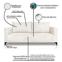 Sofá Living 2 Lugares Com Pés De Ferro Almofadas Soltas 160cm Neso Bouclê Off White - 7