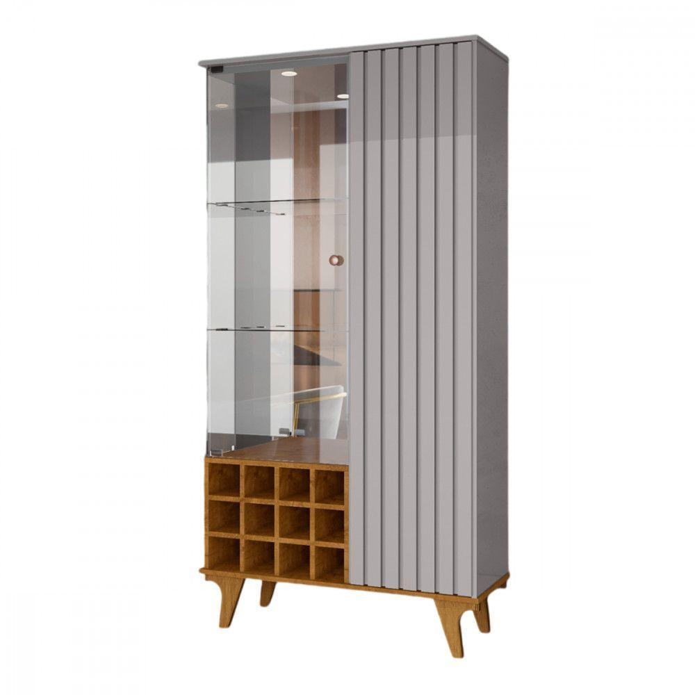 Cristaleira De 2 Portas Elba Off White Com Naturalle Bechara Off White Com Natural - 1