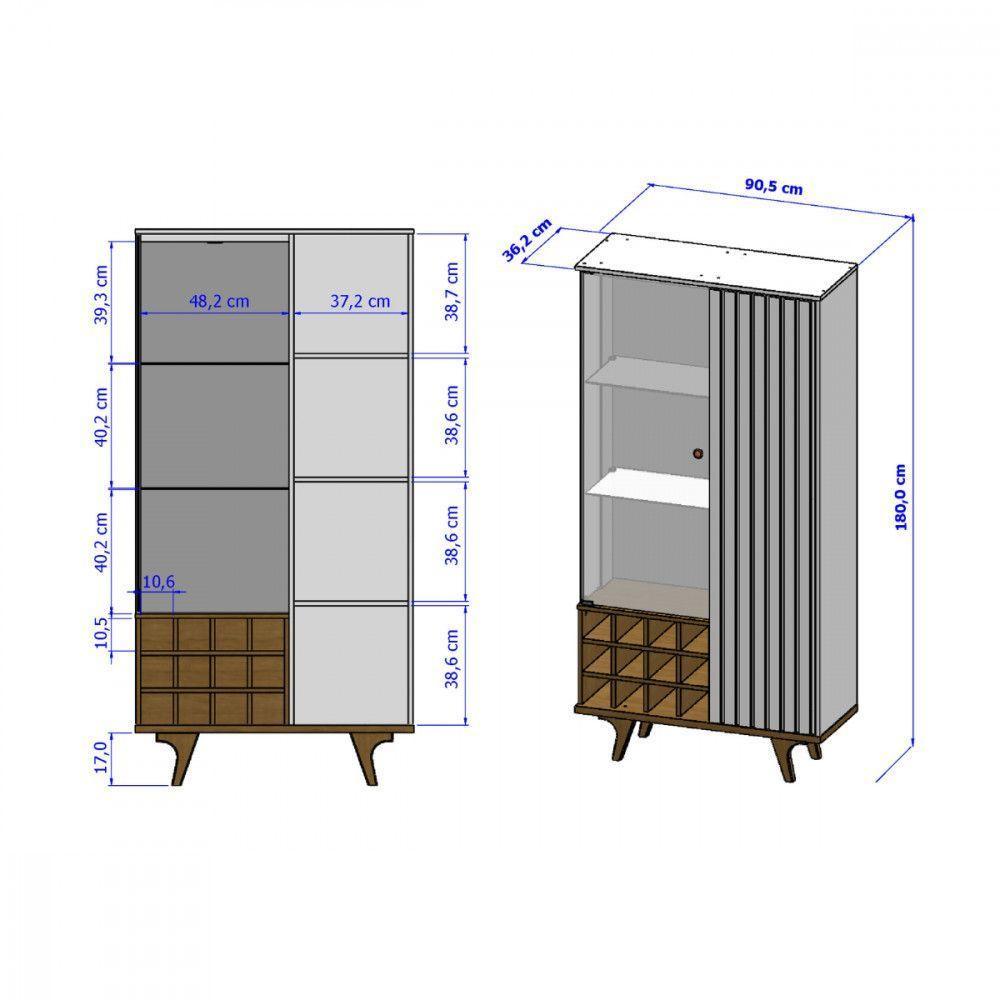 Cristaleira De 2 Portas Elba Off White Com Naturalle Bechara Off White Com Natural - 2