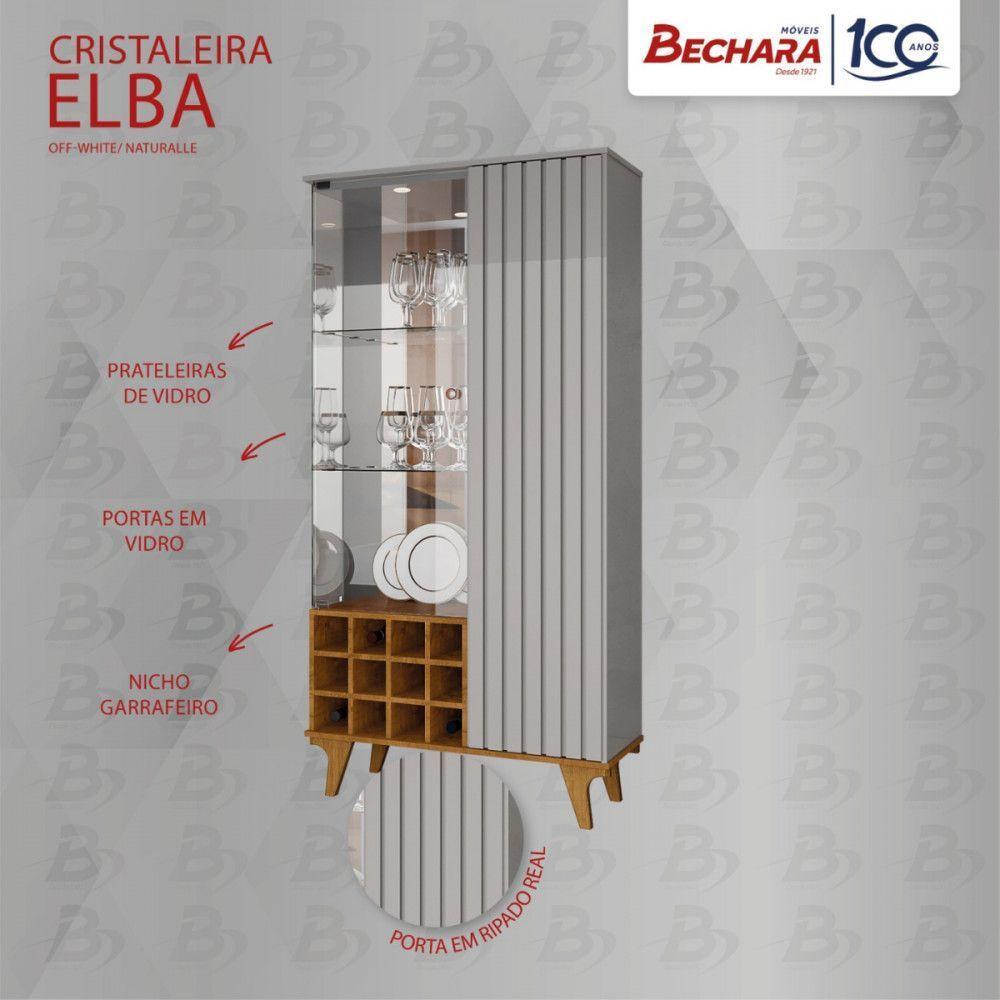 Cristaleira De 2 Portas Elba Off White Com Naturalle Bechara Off White Com Natural - 3