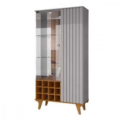 Cristaleira De 2 Portas Elba Off White Com Naturalle Bechara Off White Com Natural