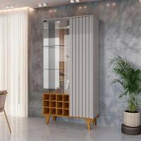 Cristaleira De 2 Portas Elba Off White Com Naturalle Bechara Off White Com Natural - 4