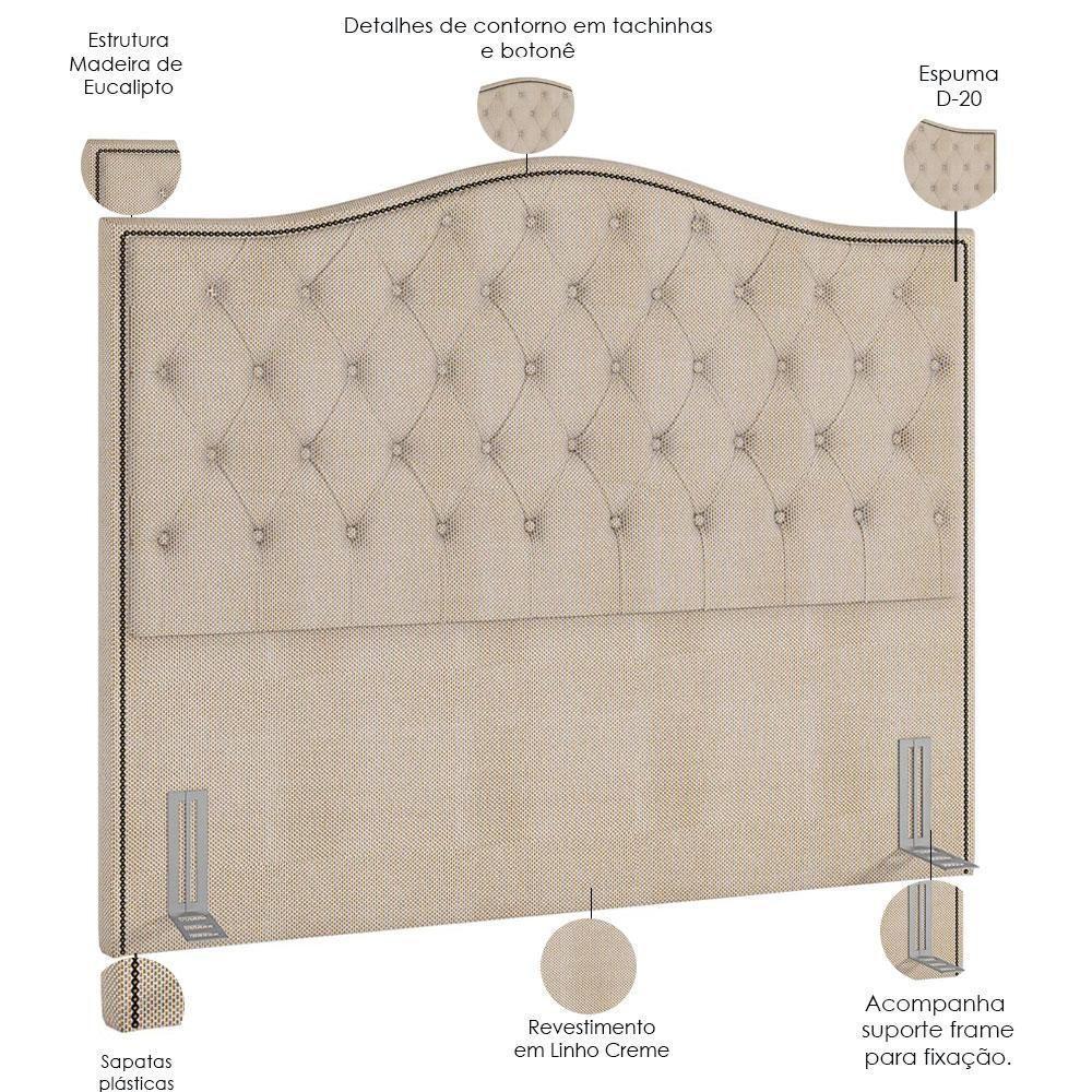Cabeceira Cama Box Casal 140 Cm P05 Grécia Linho Creme - Lyam Decor - 2