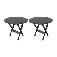 Kit 2 Mesas Dobráveis De Madeira Redonda 90cm Preta - Cor: Preto - 1