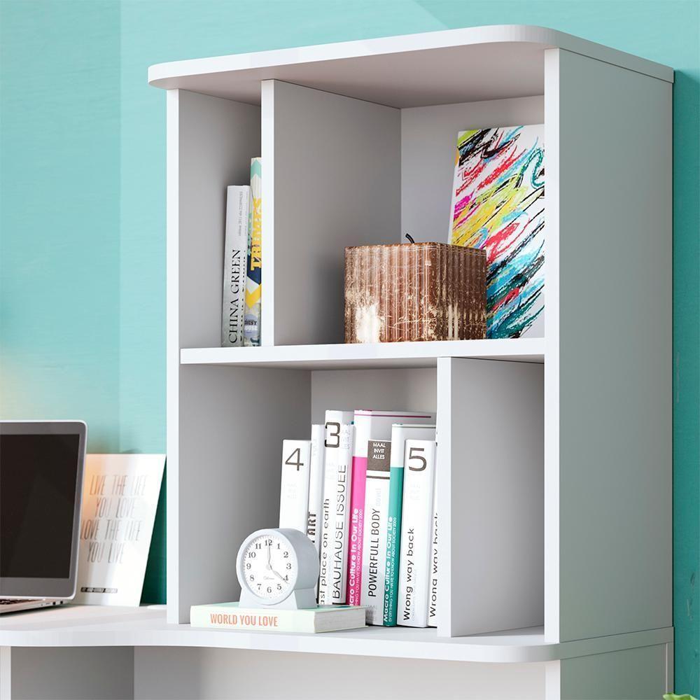 Escrivaninha Com Estante 3 Prateleiras Branco Fosco Tauari - 7