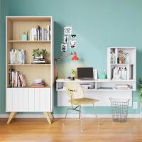 Escrivaninha Com Estante 3 Prateleiras Branco Fosco Tauari - 1