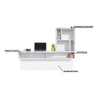 Escrivaninha Com Estante 3 Prateleiras Branco Fosco Tauari - 3