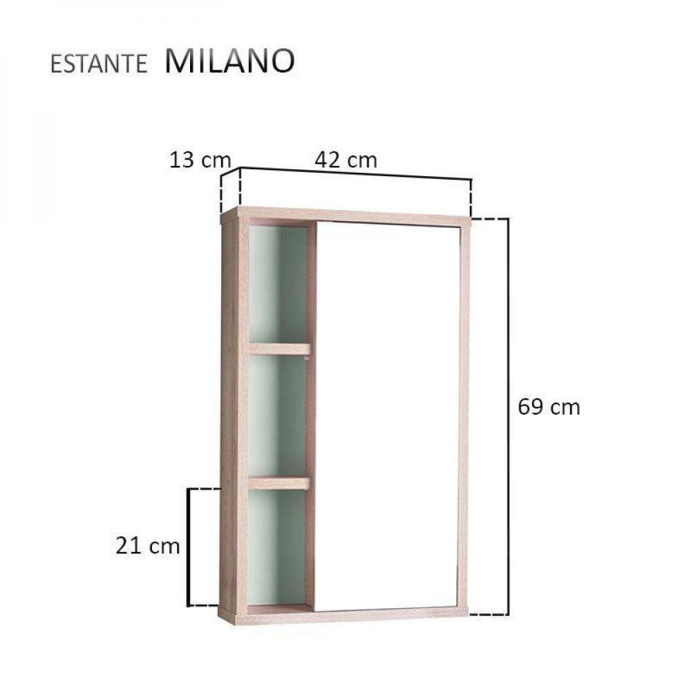 Armário para Banheiro com Espelho Milano Verde Menta - 2