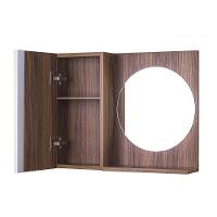 Armário Banheiro com Espelho Redondo Nogal Barra Vertical - 2