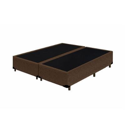 Base Box Blindado King Bipartido Homequeen Suede Marrom 40x193x203
