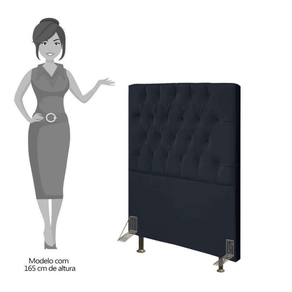 Cabeceira Solteiro 90Cm Diamante D10 Suede Preto - 2