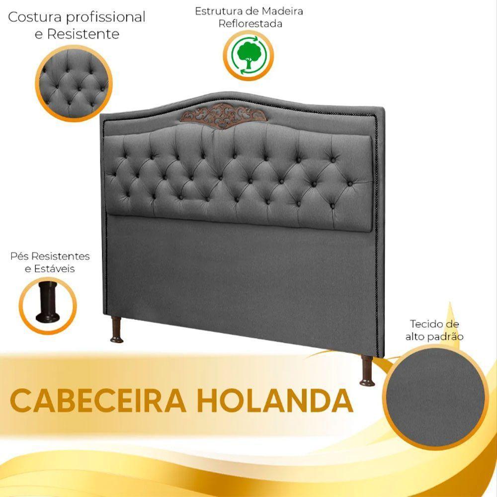 Cabeceira Estofada Holanda 1,95 King Size Linho Shop Das Cabeceiras Trovão - 2