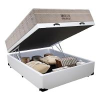 Cama Baú Casal Sintético + Colchão Casal Ortobom Airtech Molas Superpocket (65x138x188) branco