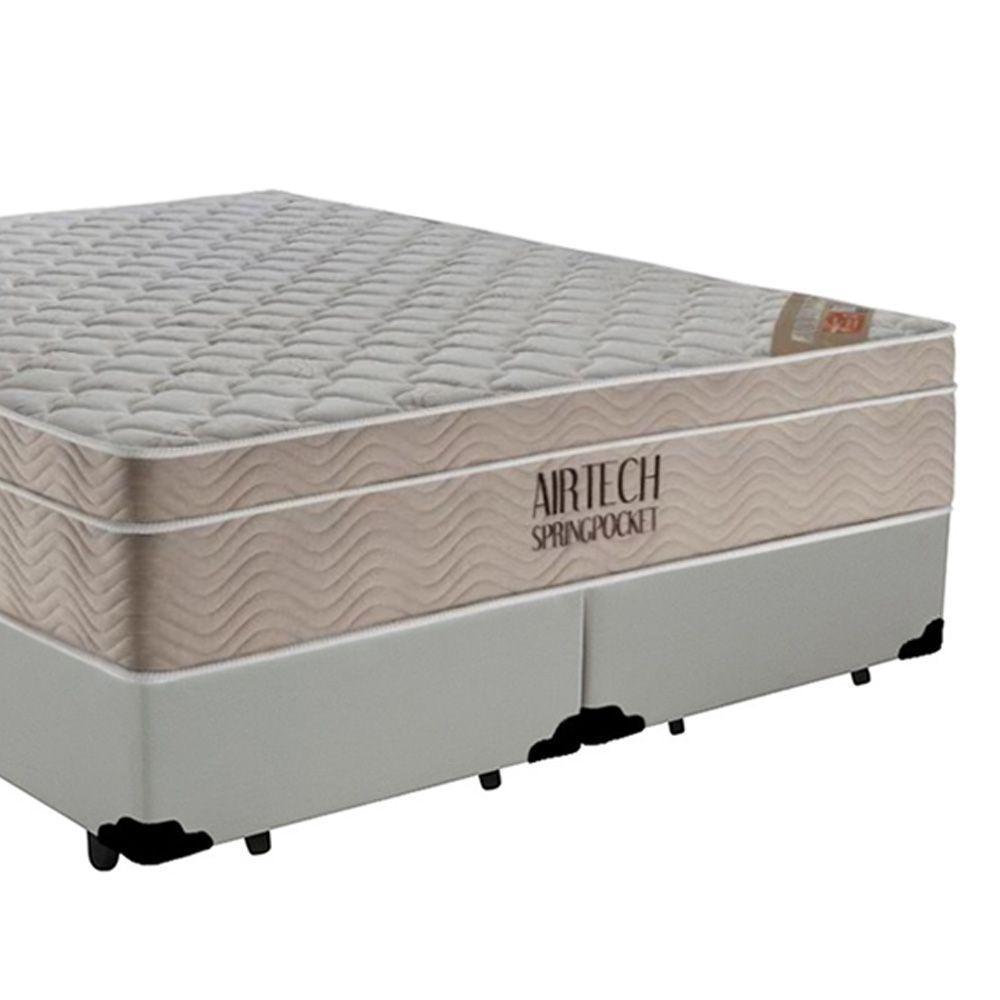 Cama Box King Bipartido Sintético + Colchão Ortobom Airtech Molas Ensacadas 65x193x203 Branco - 3