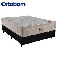Cama Box Casal Suede + Colchão Casal Ortobom Airtech Molas Springpocket (65x138x188) Preto