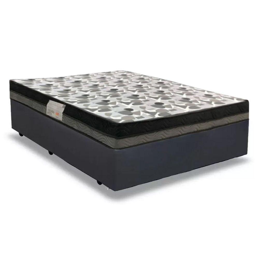 Cama Box Casal Sintético + Colchão Casal Ortobom Iso Dupla Face 60x138x188 cinza - 1
