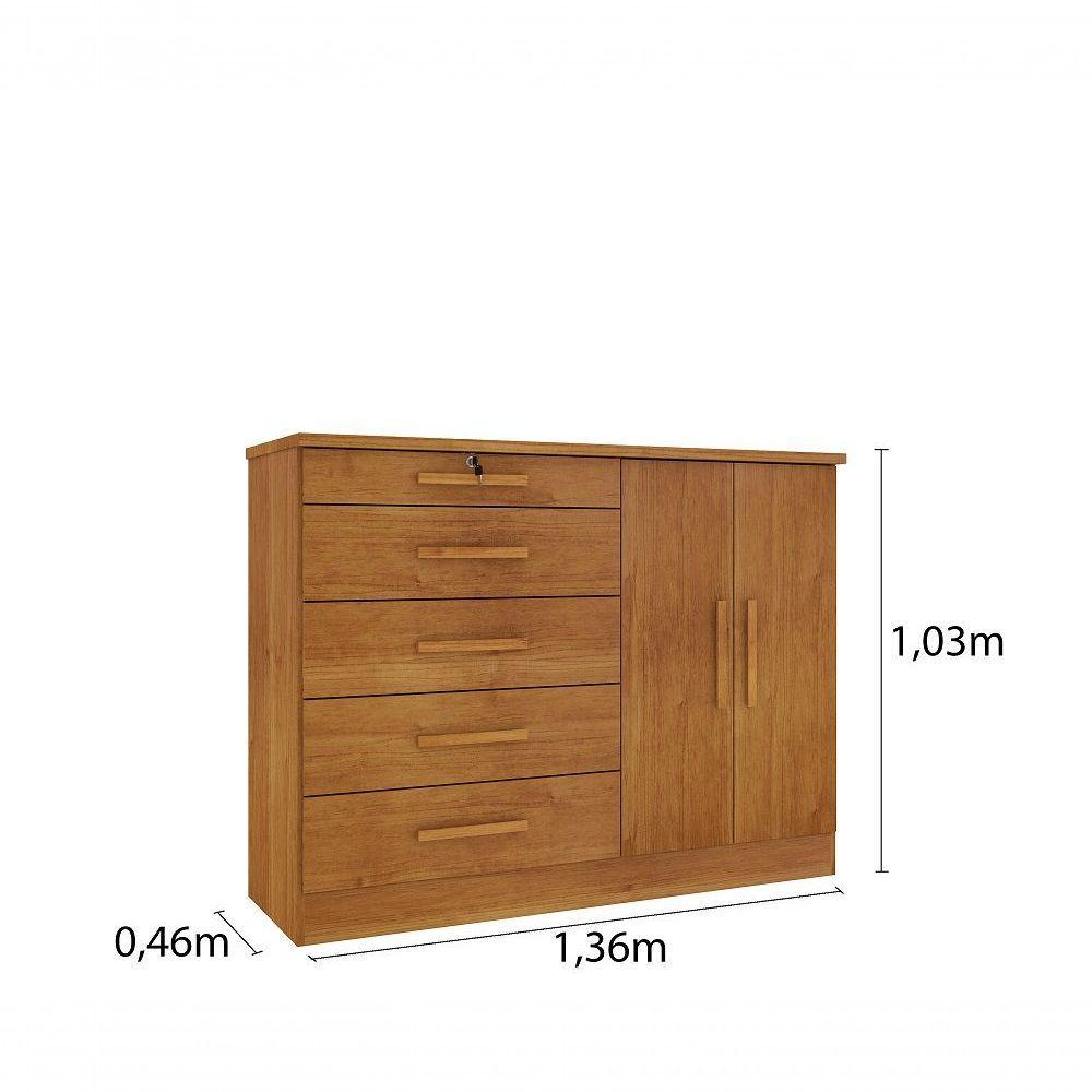 Comoda Istambul 5 Gavetas 2 Portas Tcil Cinamomo. - 2