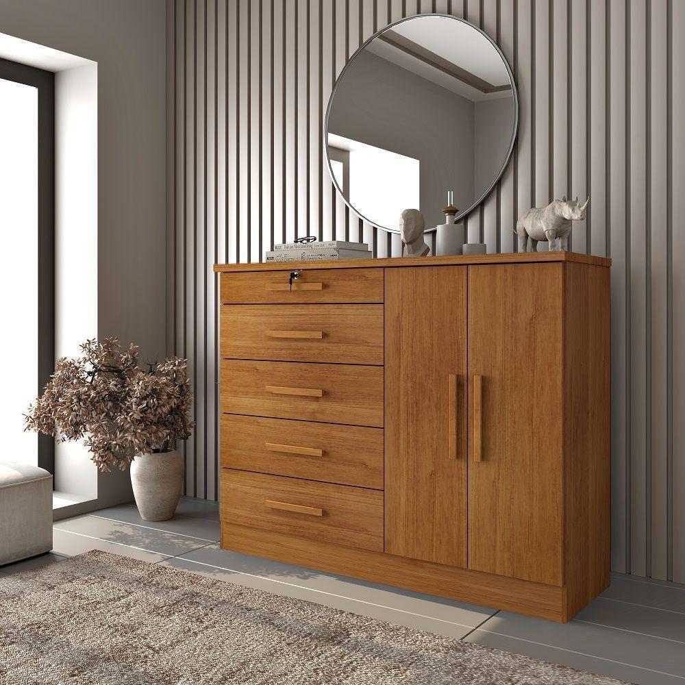 Comoda Istambul 5 Gavetas 2 Portas Tcil Cinamomo. - 4