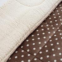 Edredom Coberdrom Romantico Poá King Sherpa E Manta Flannel - Caqui - 3