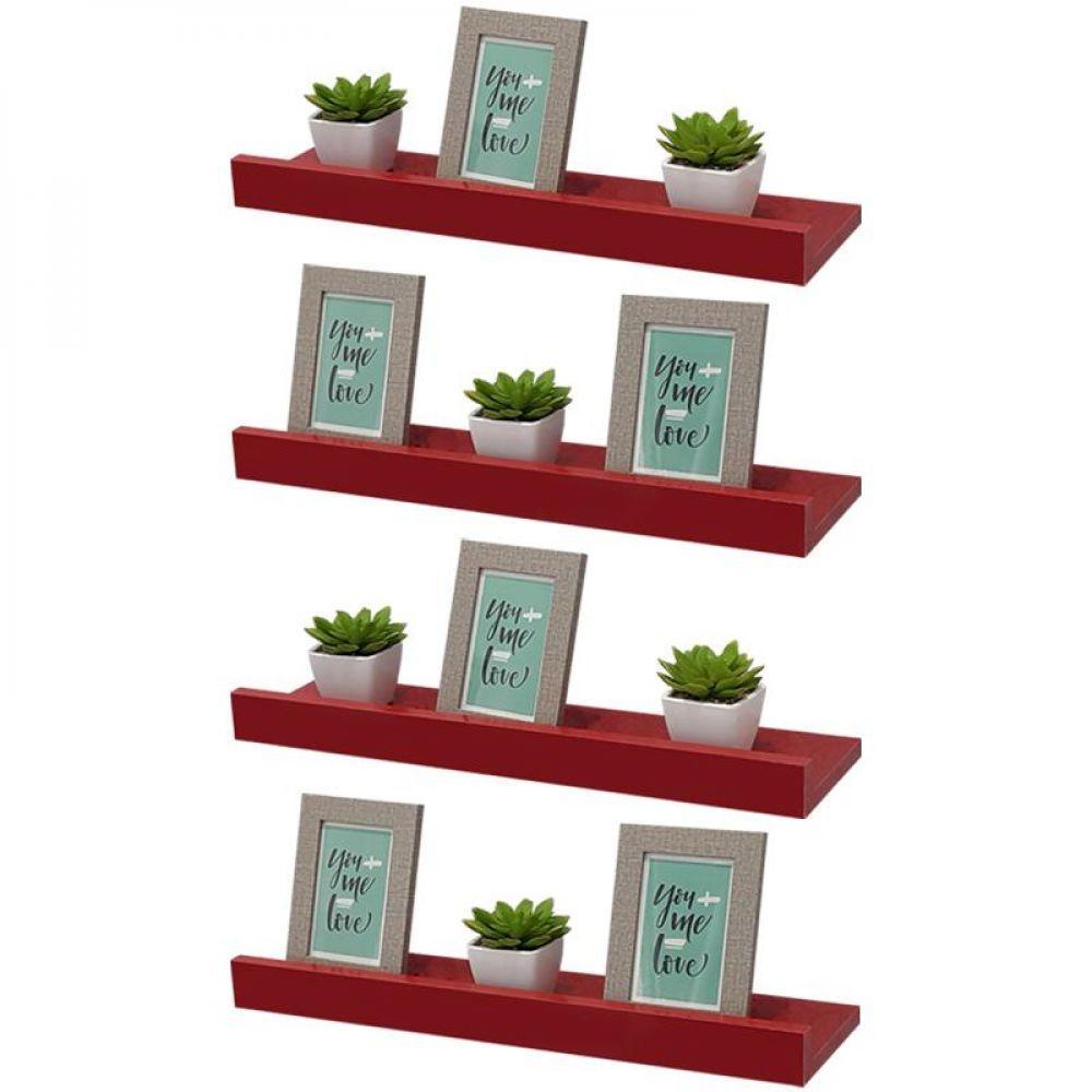 Kit 4 Prateleiras Porta Quadros 60 X 10cm Suporte Invisível - 3