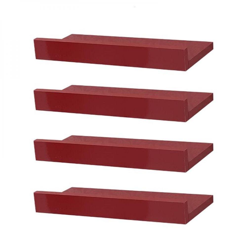 Kit 4 Prateleiras Porta Quadros 40 x 15cm Vermelha - 1