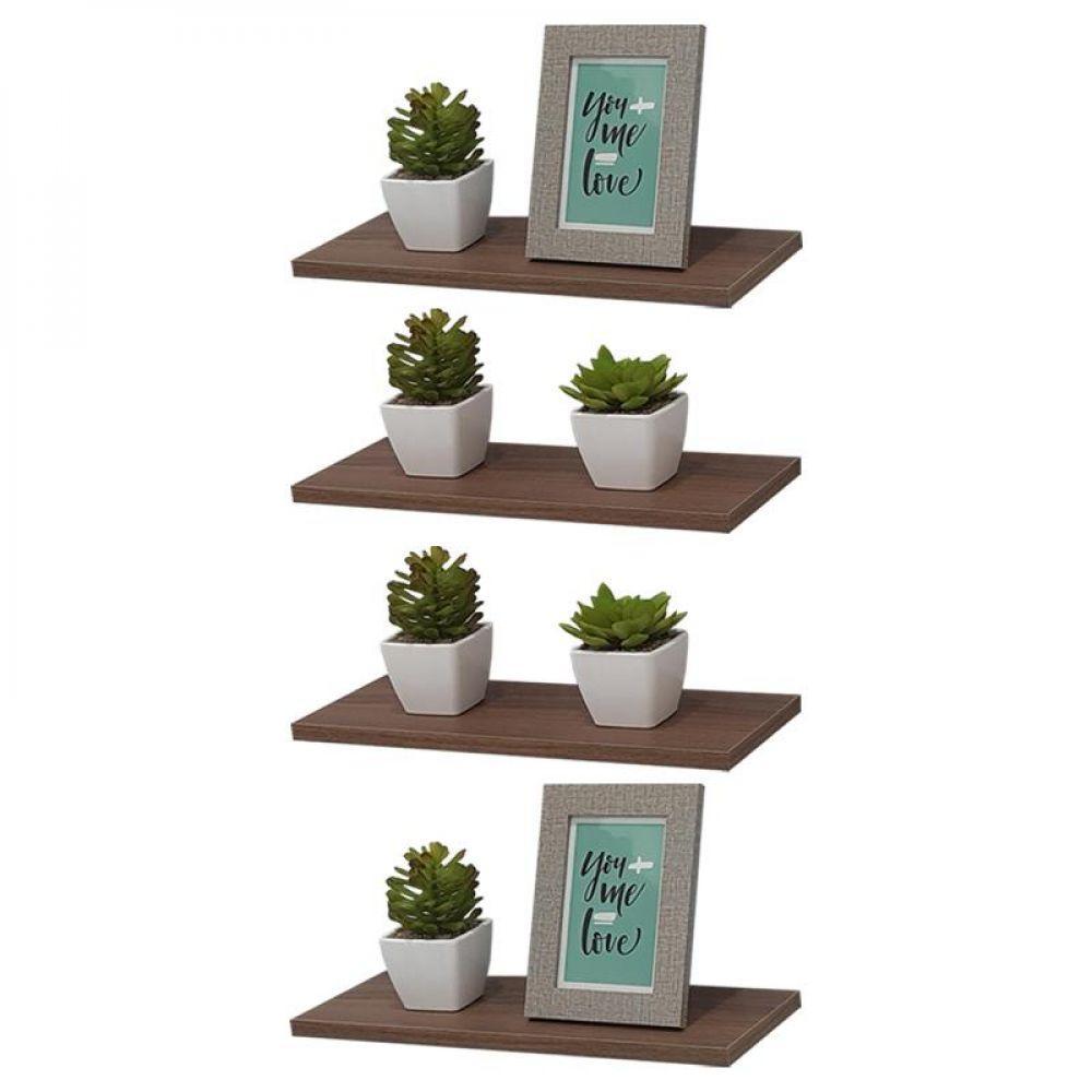 Kit 4 Prateleiras 40 X 10cm Nogal Suporte Invisível - 1