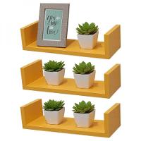 Kit 3 Prateleiras U 50 X 25cm Amarela Suporte Invisível - 3