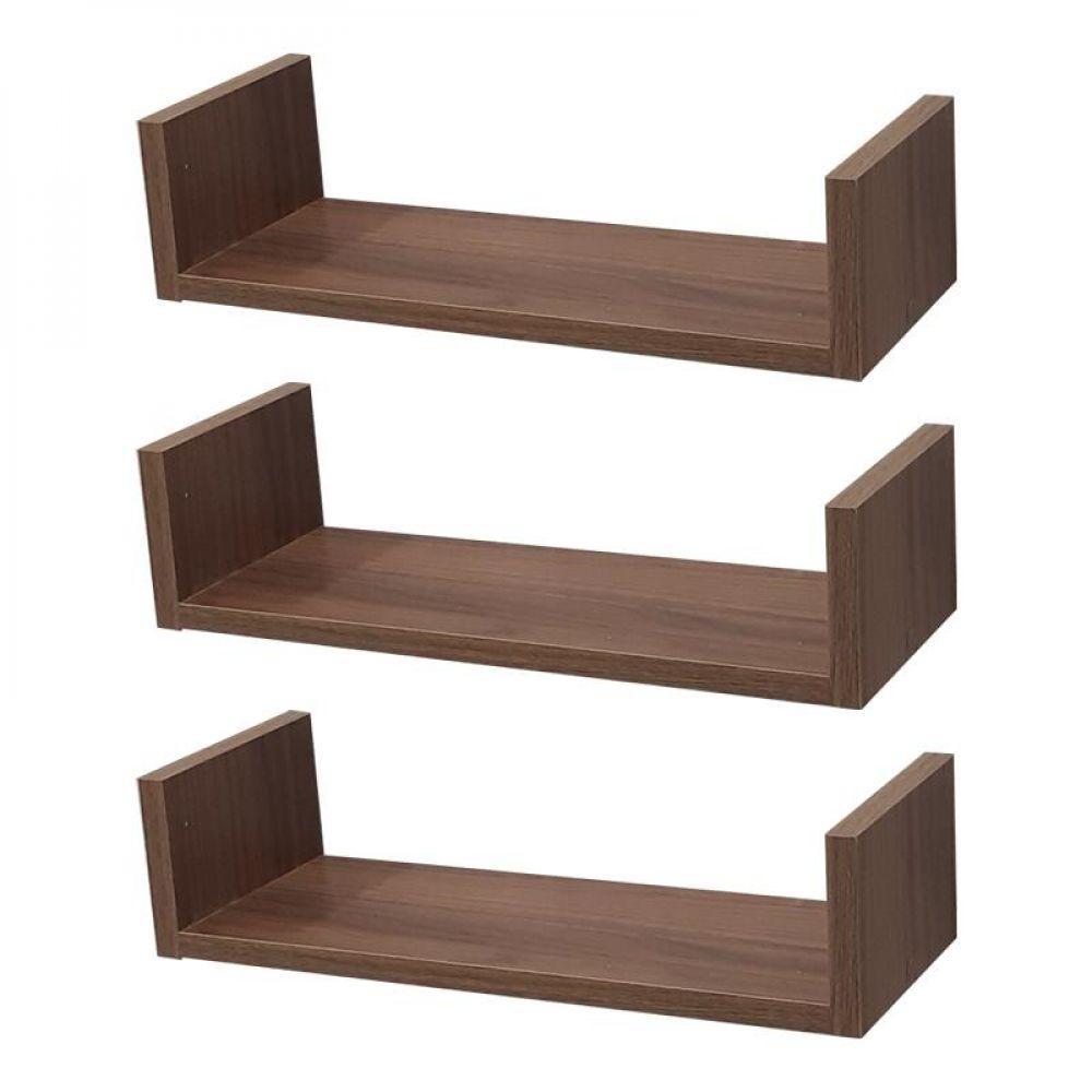 Kit 3 Prateleiras U 50 X 20cm Nogal Suporte Invisível - 1