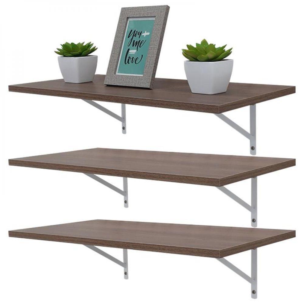 Kit 3 Prateleiras 80 X 25cm Nogal Com Mão Francesa - 1