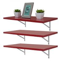 Kit 3 Prateleiras 60 X 25cm Vermelha Com Mão Francesa - 2