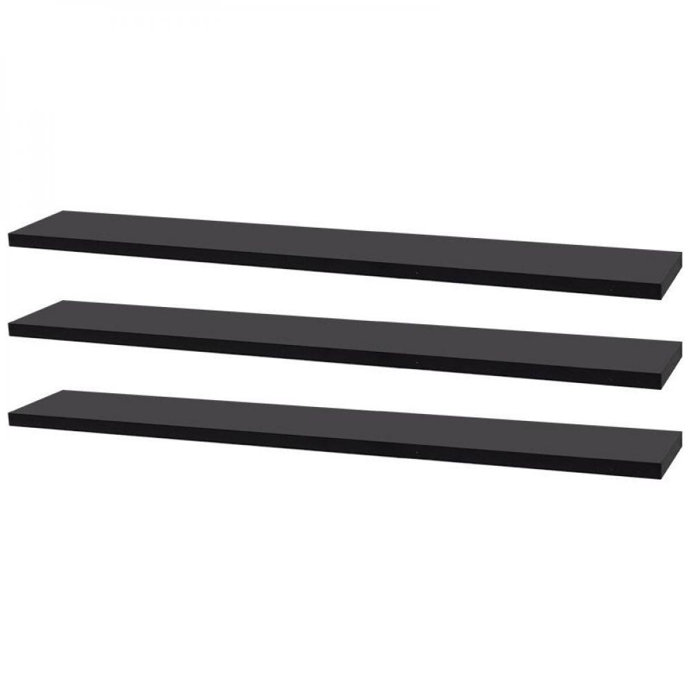 Kit 3 Prateleiras 50 X 10cm Preta Suporte Invisível - 1