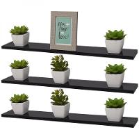 Kit 3 Prateleiras 50 X 10cm Preta Suporte Invisível - 2