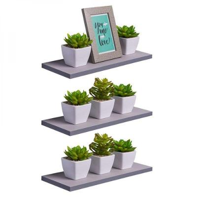 Kit 3 Prateleiras 40 X 15cm Cinza Claro Suporte Invisível