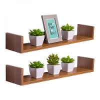 Kit 2 Prateleiras U 70 X 10cm Freijó Suporte Invisível - 1