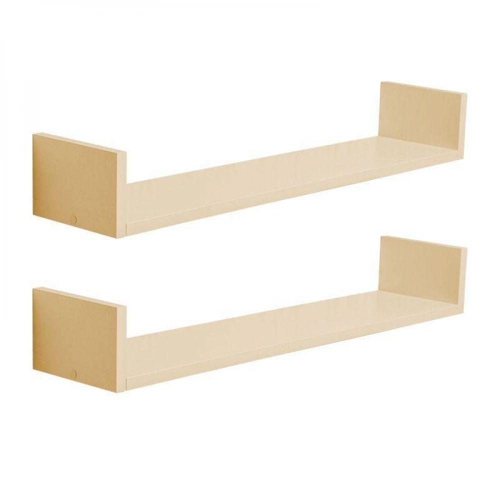 Kit 2 Prateleiras U 60 X 10cm Bege Claro Suporte Invisível - 2