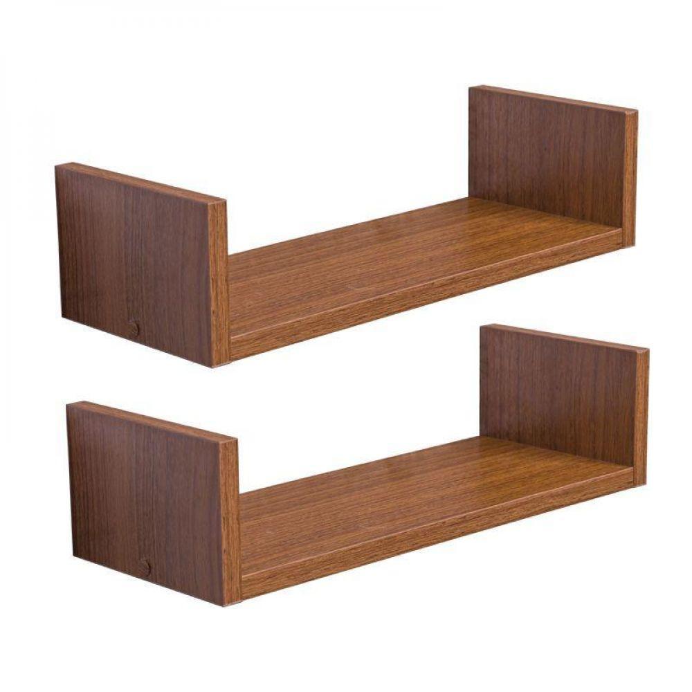 Kit 2 Prateleiras U 50 X 20cm Freijó Suporte Invisível - 2