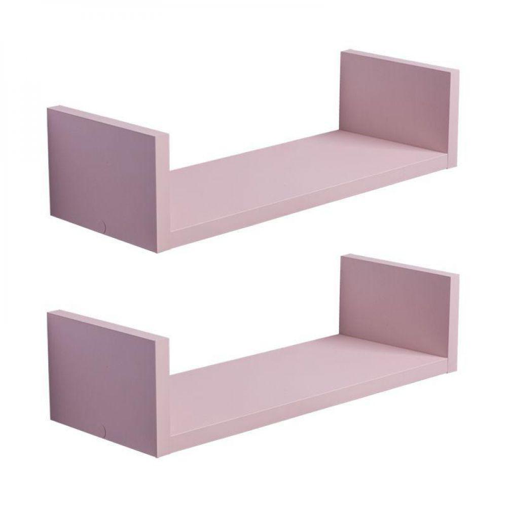 Kit 2 Prateleiras U 30 x 15cm Rosa Claro Invisível - 2