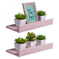 Kit 2 Prateleiras Porta Quadros 50 X 15cm Rosa Claro - 1