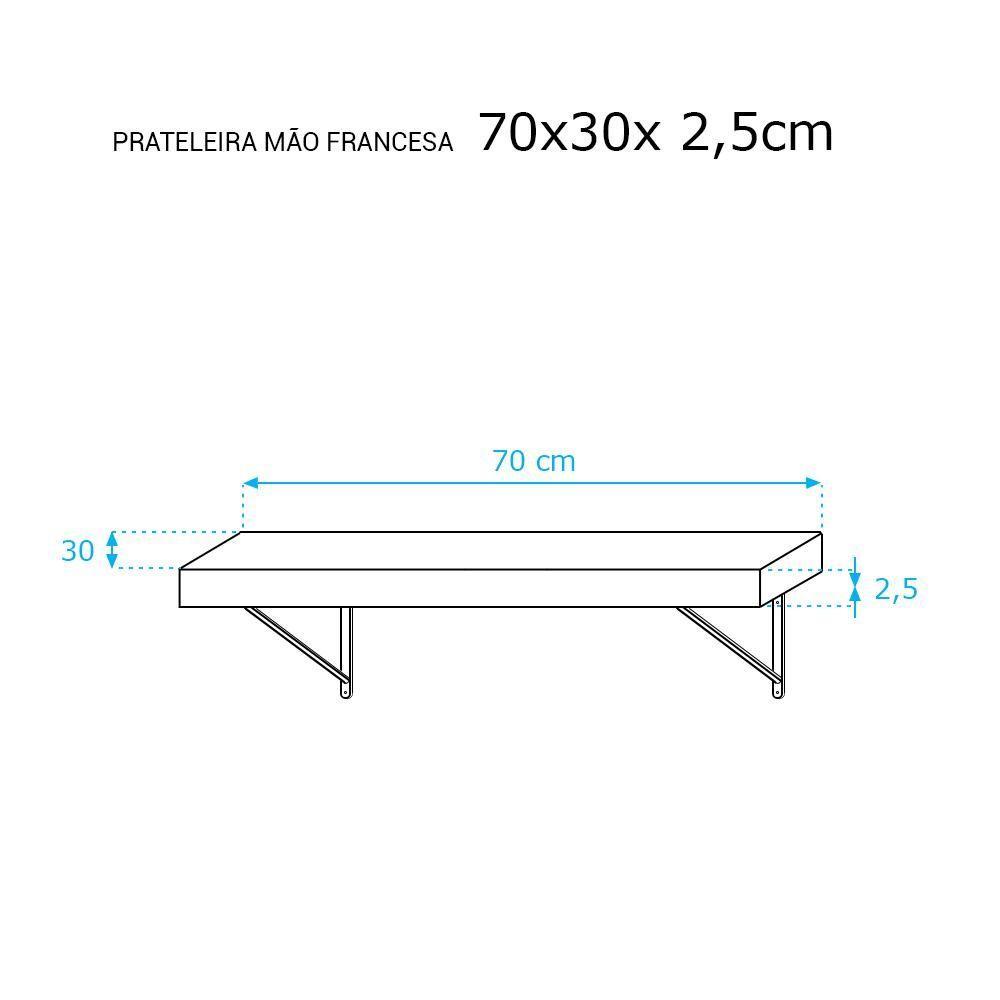 Kit 2 Prateleiras 70 x 30cm Branco Espessura 25mm - 4