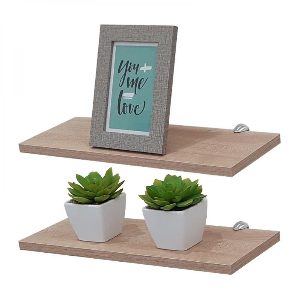 Kit 2 Prateleiras 30 X 15cm Carvalho Com Suporte Tucano - 3