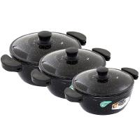 Kit Panelas Gulê Alumínio 900ml 1,45l 1,75l 3 Peças Preto - 1