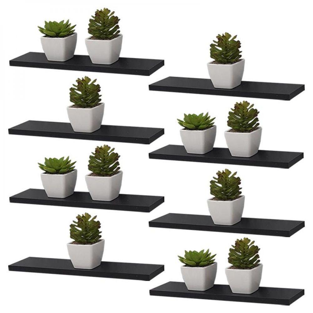 Kit 8 Prateleiras 40 x 10cm Preta Suporte Invisível - 2