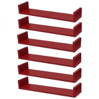 Kit 6 Prateleiras U 50 X 20cm Vermelha Suporte Invisível - 1
