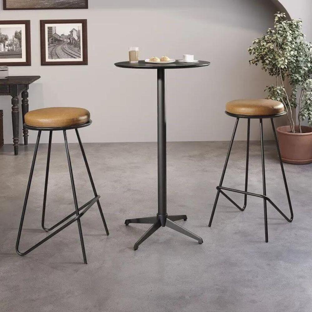 Mesa Bistrô Elegance Preto Com Base Metal Preto - 3